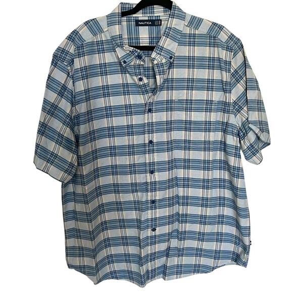 Nautica Men's Plaid 100% Cotton Short Sleeve Button Up Size XXL NWT - Picture 1 of 11